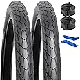 YUNSCM 26 Lightweight Bike Tires 26x2.0(ETRTO 50-559) and 26 Bike Tubes - 60TPI Nylon,Puncture-Resistant, Compatible with Bike Tires 26x1.95/2.0/2.10-2 PCS (Y-575)