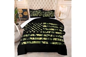 NINENINE American Flag Comforter Bedding Set Twin for Boys Teens,3D Camouflage American Flag Pattern Bedding Set,Black Comforter Set,Soft Microfiber Quilt with Matching Pillowcase#5032…