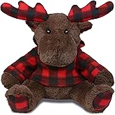 DolliBu Plaid Brown Moose with Hoodie Stuffed Animal - Soft Huggable, Adorable Playtime Toy, Cute Wildlife Cuddle Gift, Super Soft Plush for Kids and Adults 10 Inch