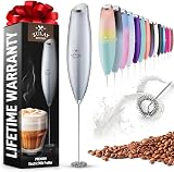 Zulay Kitchen Milk Frother Cordless Mini Hand Mixer Silver