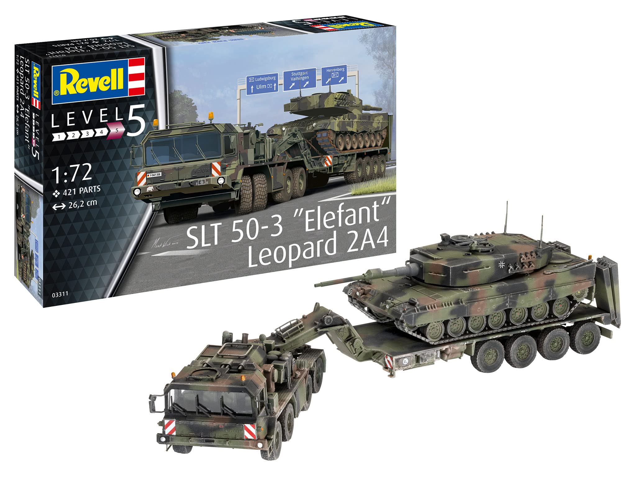 Revell 03311 SLT 50-3 "Elefant" + Leopard 2A4 1:72 Scale Unbuilt/Unpainted Plastic Model Kit
