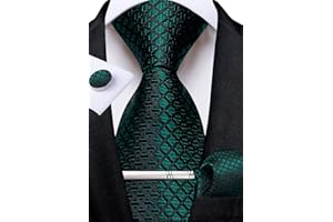 Dibangu Men's Tie Silk Plaid Necktie and Pocket Square Cufflinks Tie Clip Set Classic Formal Ties for Wedding Party