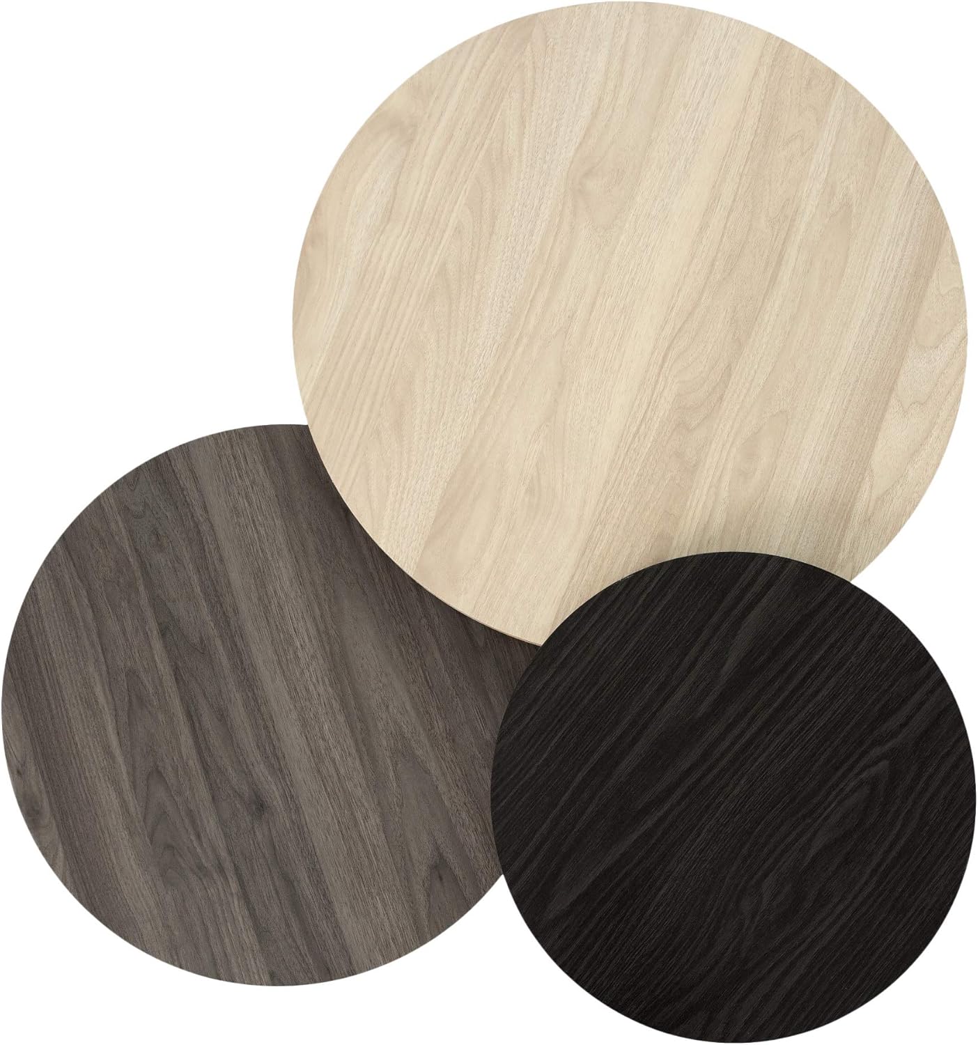 Walker Edison Furniture Company 3 Piece Modern Round Nesting Coffee Table Set Living Room Accent Ottoman Storage Shelf, Set of 3, Birch: Furniture & Decor
