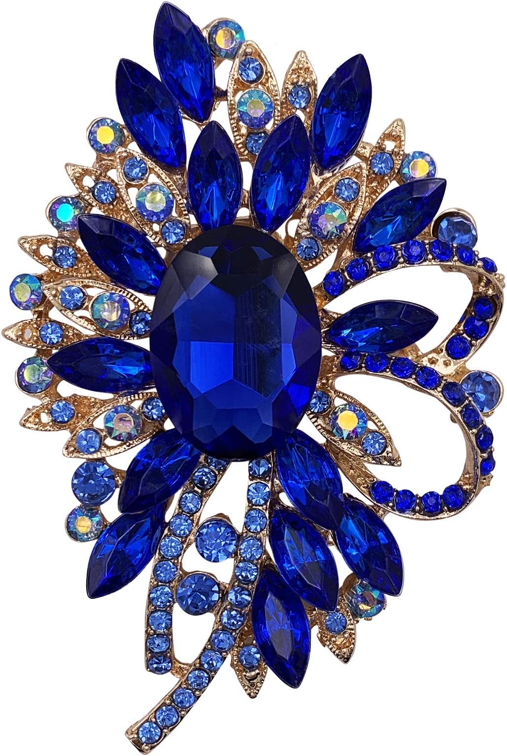 SELOVOBig Large Flower Bow Brooch Scarf Decoration Brooch Pin Gold Tone