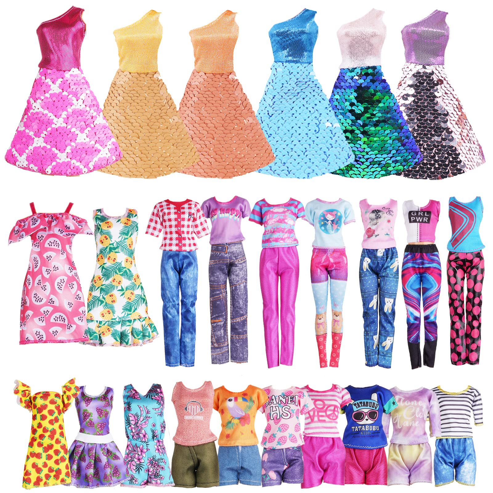 Vicloon 12 PCS Doll Clothes and Accessories Set for Doll, Doll Clothes and Accessories Set, 3 Dresses + 3 Floral Dresses + 6 Sets (Top + Pants) for 11.5 Inch Girl Doll — image 1