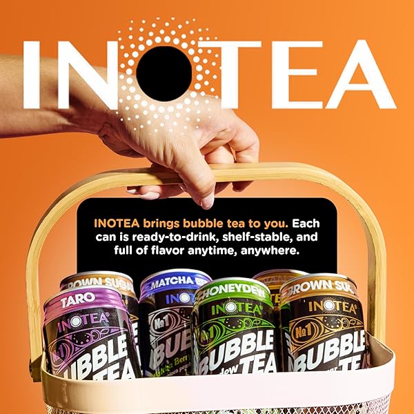 INOTEA BUBBLE TEA WITH TAPIOCA PEARLS – DELICIOUS, INSTANT BOBA TEA – READY-TO-DRINK BLACK MILK TEA – COMES IN LARGE 16.6 OZ CANS – ENJOY REAL BOBA WITHOUT THE LONG LINES – BROWN SUGAR – 12 PACK