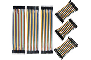 REXQualis 240pcs Dupont Wire Kit, 10cm and 20cm Jumper Cables, 40-Pin M-F/M-M/F-F, Rainbow Ribbon Breadboard Wires Compatible with Arduino Projects