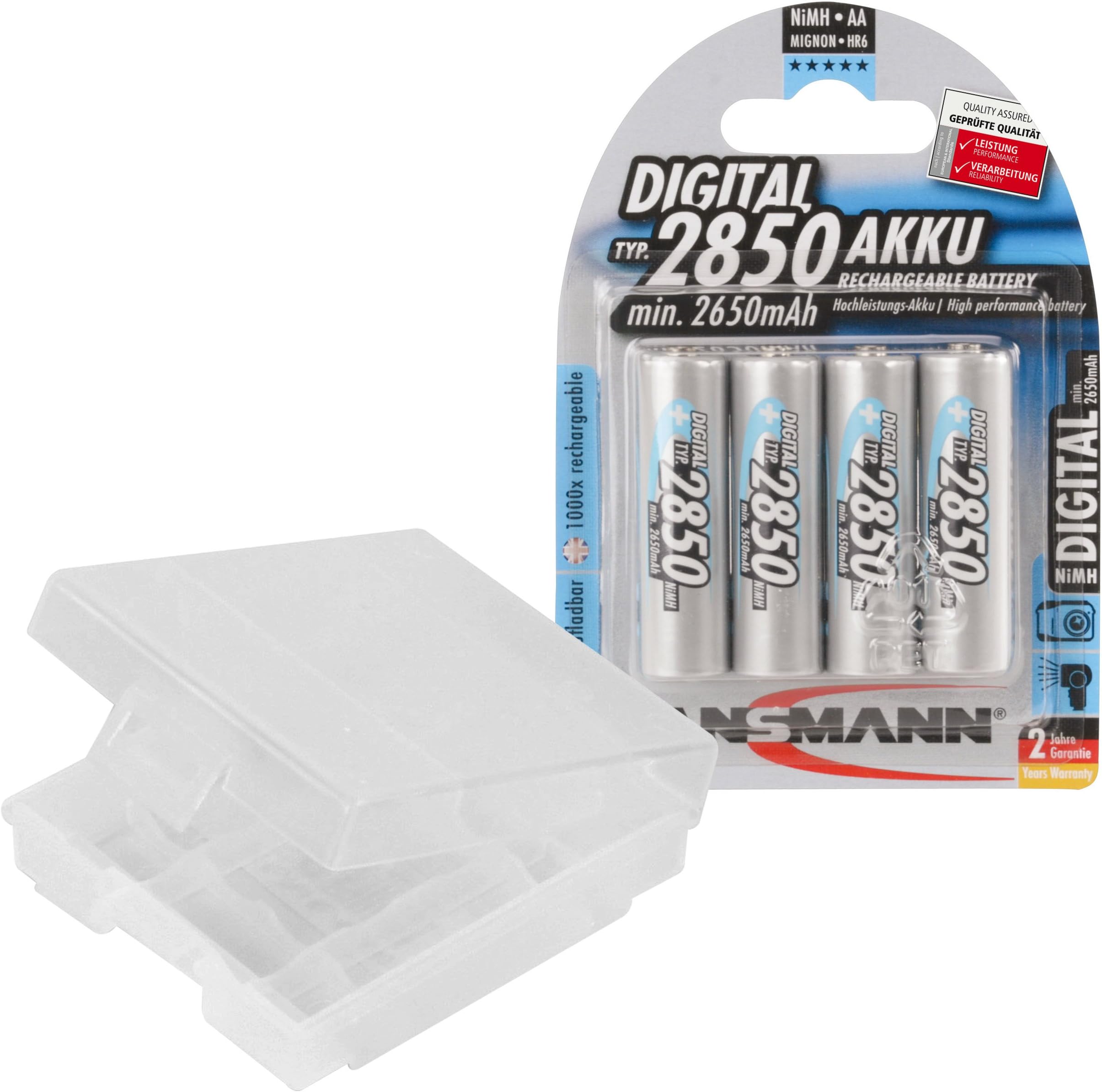 ANSMANN 2850 mAh AA Rechargeable Battery with Case (Pack of 4)