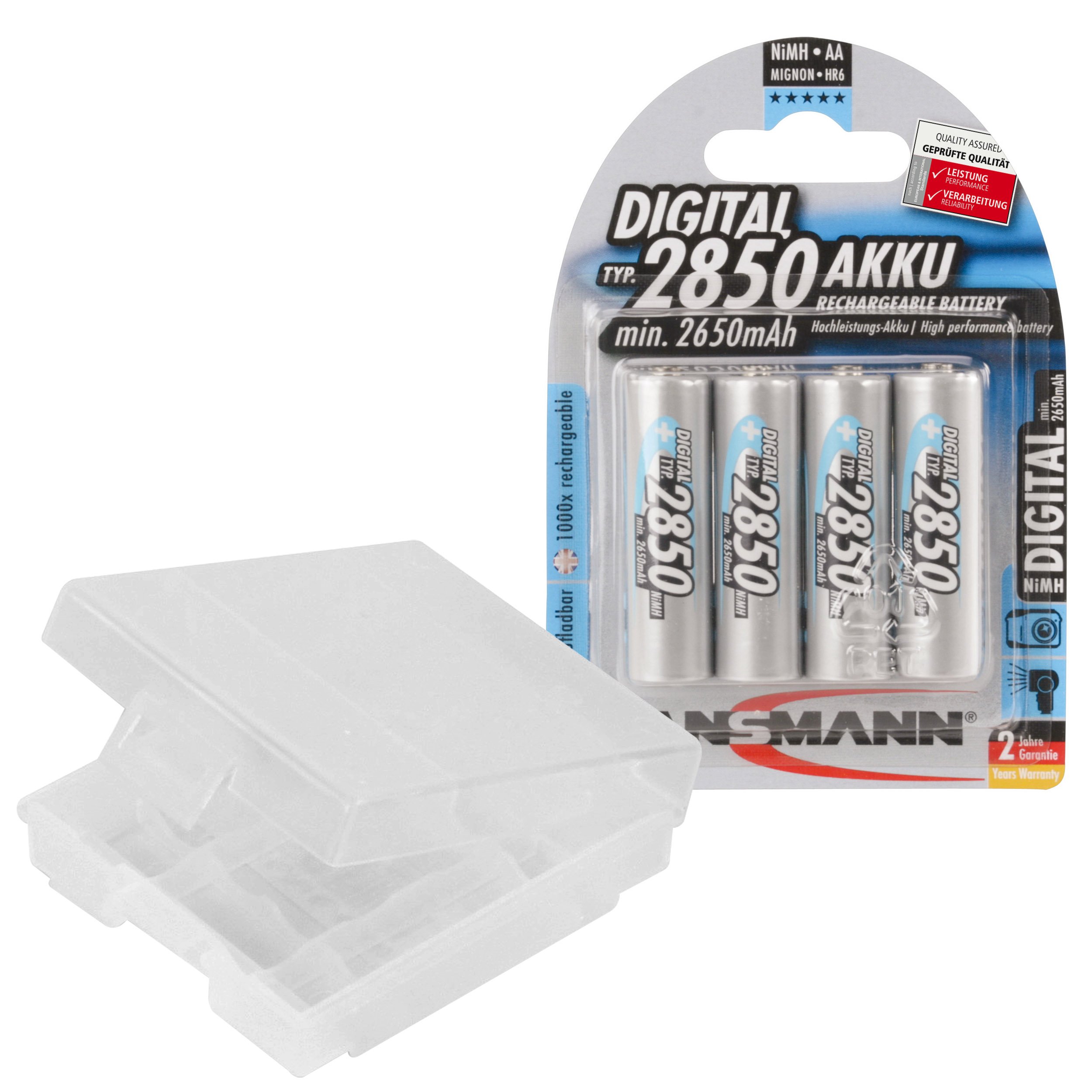 ANSMANN 2850 mAh AA Rechargeable Battery with Case (Pack of 4)
