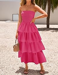 ZESICA Women‘s Summer Boho Strapless Maxi Dress