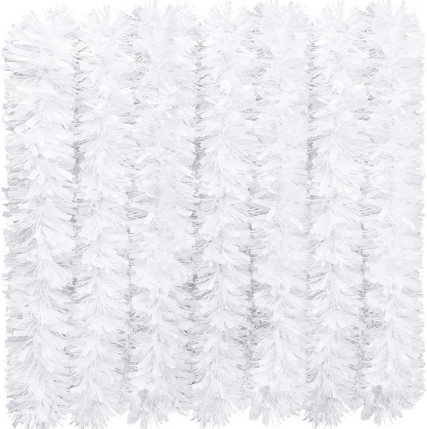 Wreaths, Garlands & Swags - 26.2 Feet Christmas Tinsel Garland Xmas Party Metallic Tinsel Twist Garland Glitter Christmas Tree Hanging Wreath Decor for Staircase Railing Banister Indoor Outdoor Ornament (White)