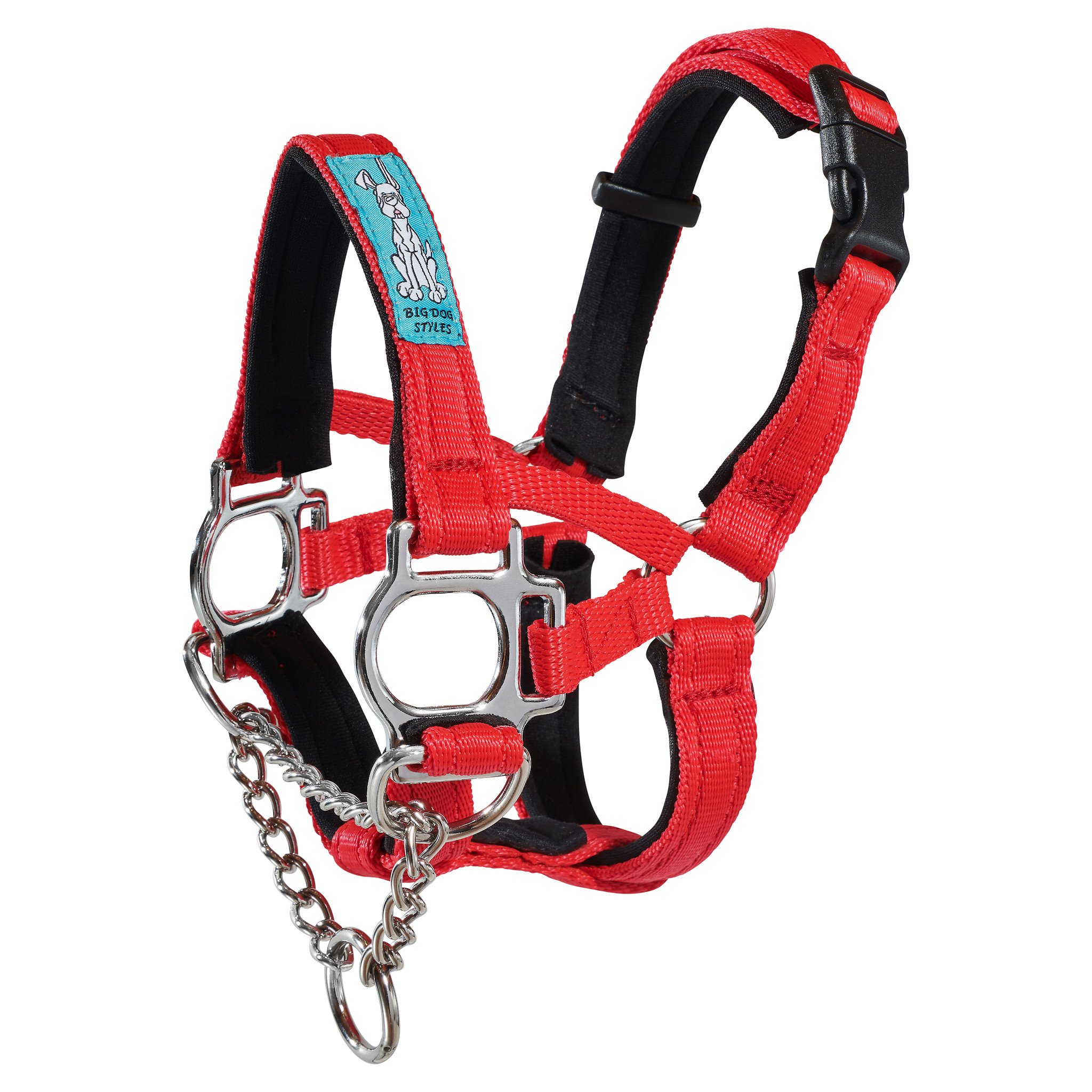 Big Dog Styles Head Collar, Made in UK for Large and Giant Breeds, Maximum Control, Stop Pulling, Anti Chew, Stainless Steel Fittings, Fully Lined. (Red, 1)