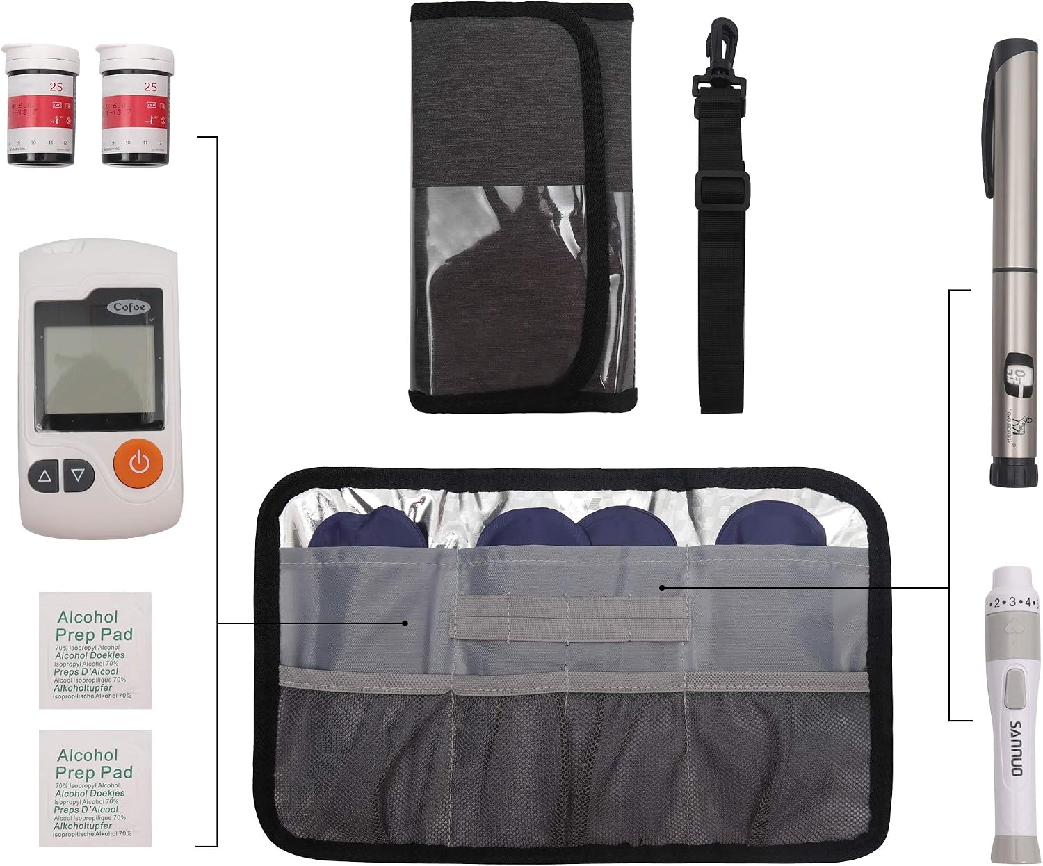 Lavievert Diabetic Care Organizer Travel Case Diabetic Medication Cooler with a Shoulder Strap and 4 Ice Packs - Dark Gray - Image 5