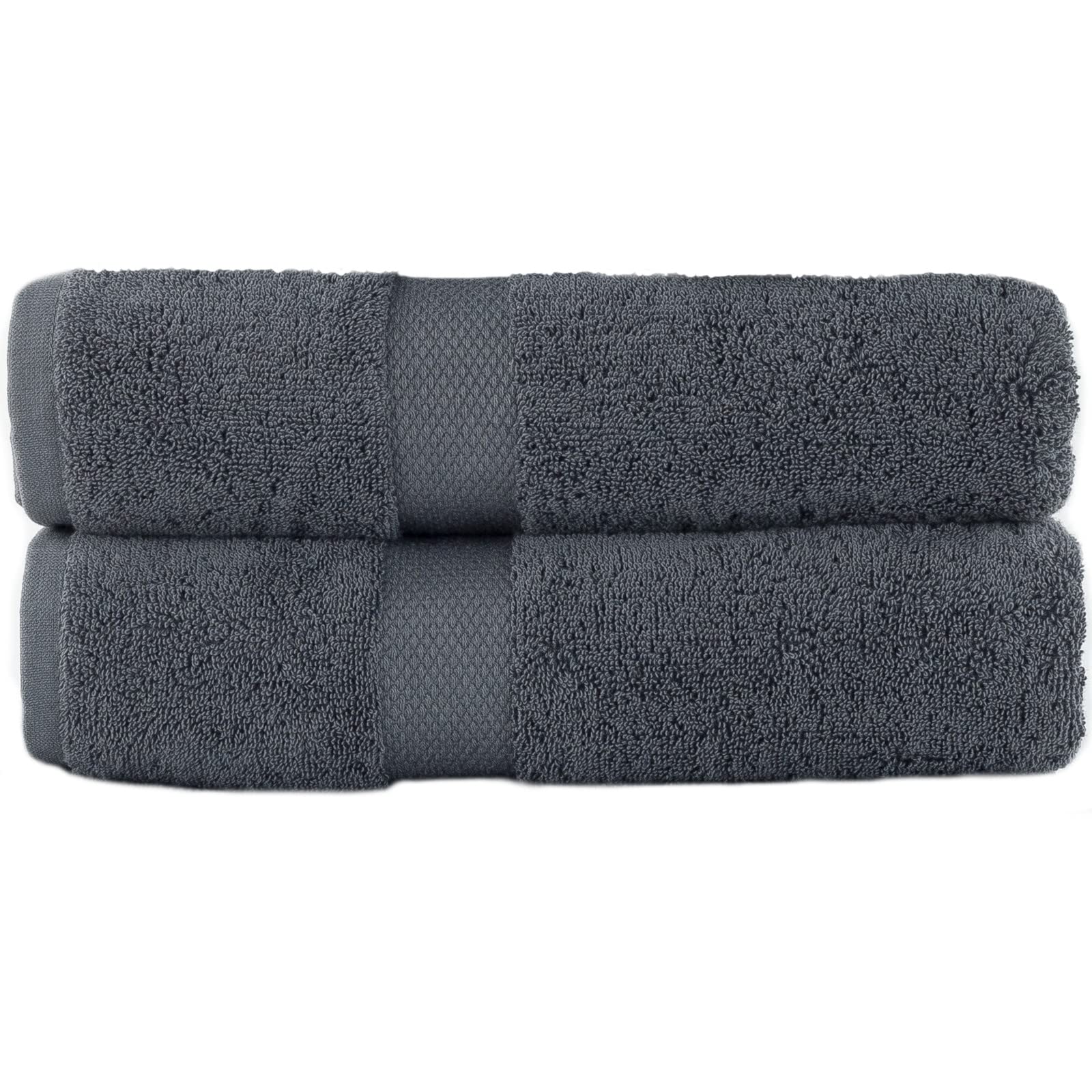 Sue Rossi 100% Egyptian Combed Cotton Hand Towels, Pack Of 2, Very Soft & Absorbent, Quick Dry 600gsm Thick Bathroom Or Kitchen Towel Set. (Charcoal Grey)
