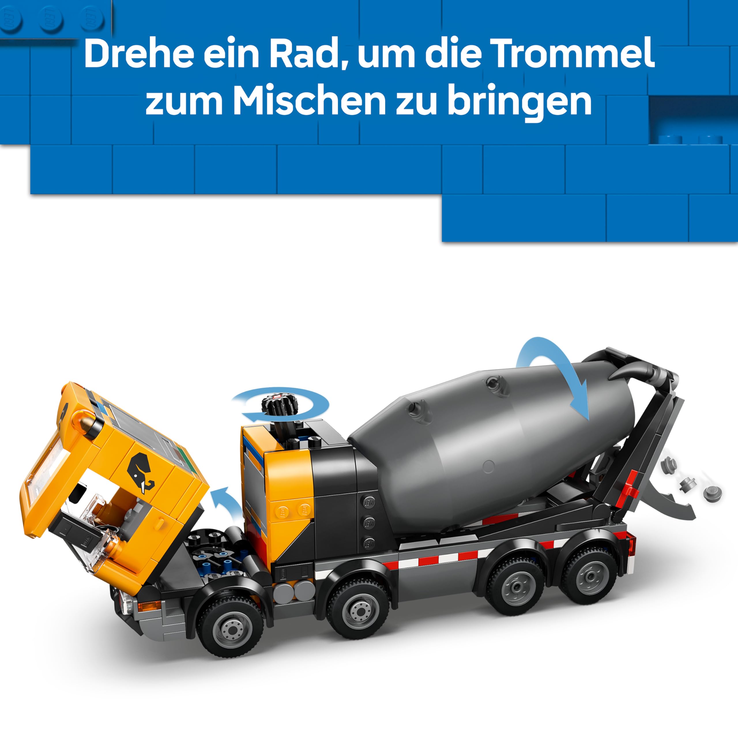 LEGO City Cement Mixer Truck Toy - Educational Construction Site Vehicle Model w/ 3 Minifigures, Rotating Drum & Pouring Function - Birthday Gift Idea for 7+ Year Old Boys - 60478 3