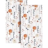 Floral Hand Towels Bathroom Decorative Set of 2 Soft Absorbent Orange Flower Bath Hand Towels for Bathroom Home Farmhouse Hotel Spa Gym Yoga 14"x28"