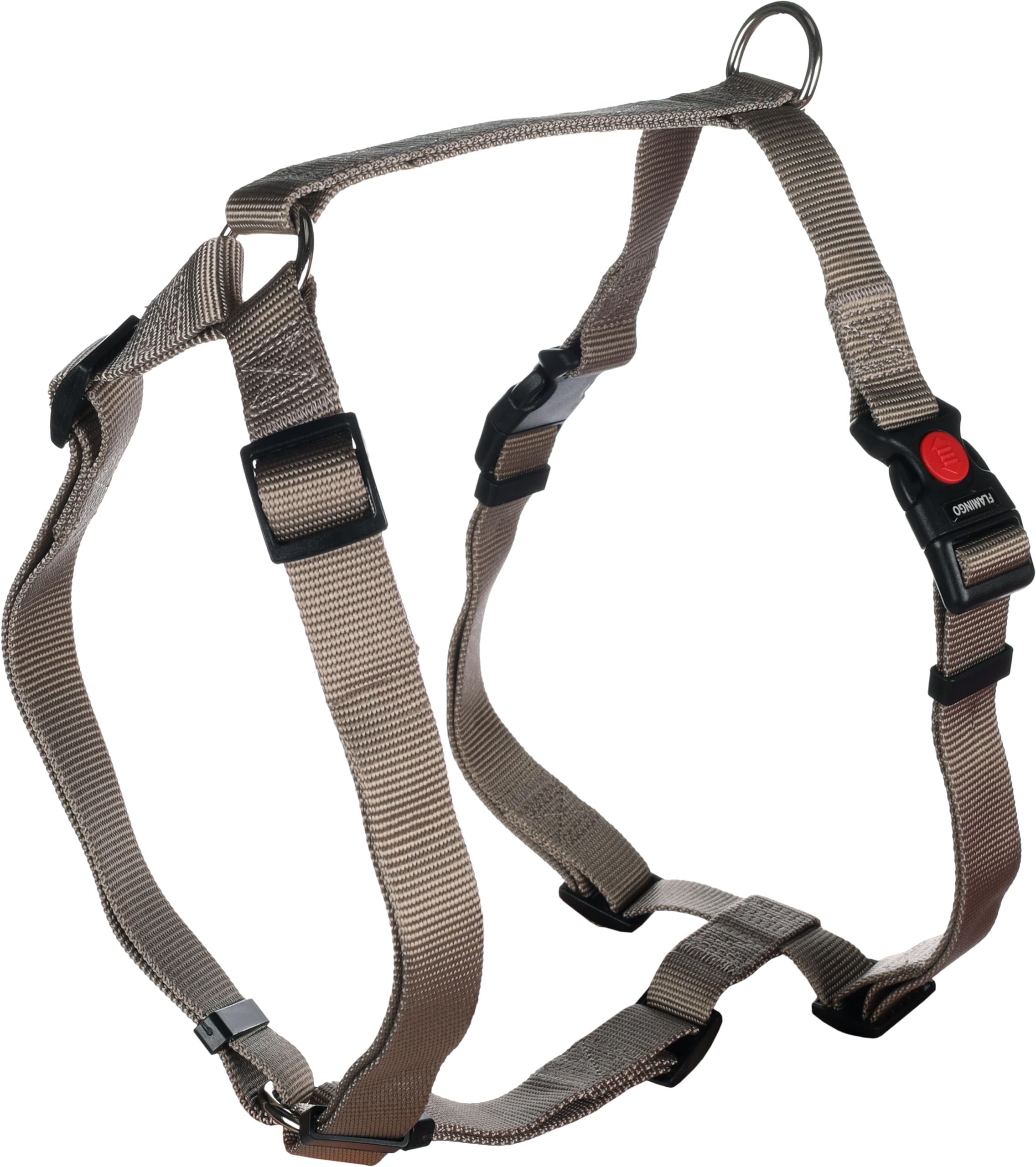 Flamingo Dog Harness H-shape Ziggi Greige XL 70-110cm 85-120cm 25mm