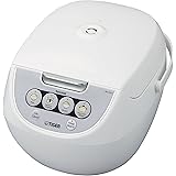 TIGER JBV-A10U 5.5-Cup (Uncooked) Micom Rice Cooker with Food Steamer Basket, White