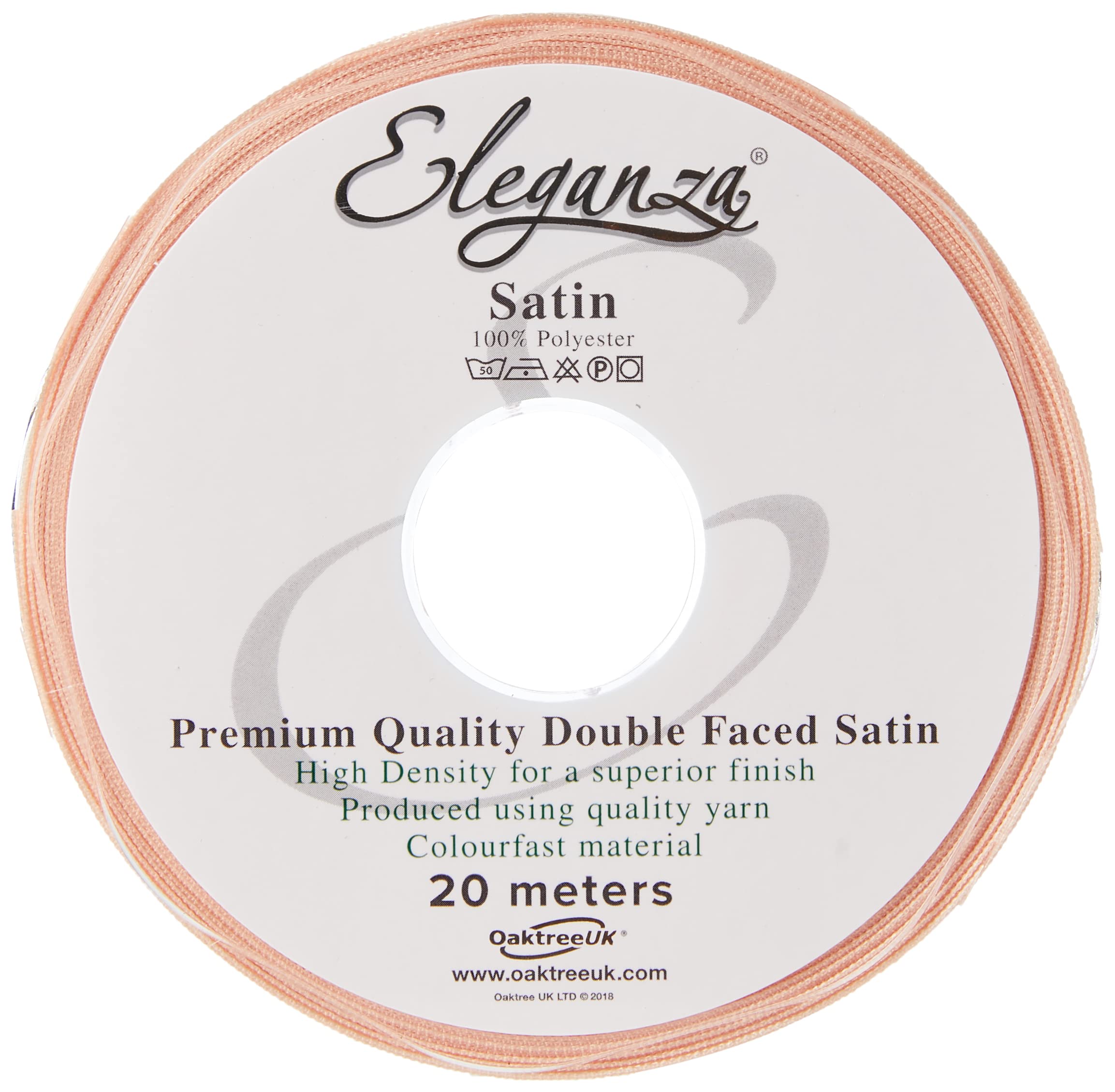 Eleganza 15 mm x 20 m Double Faced Satin, Champagne Gold