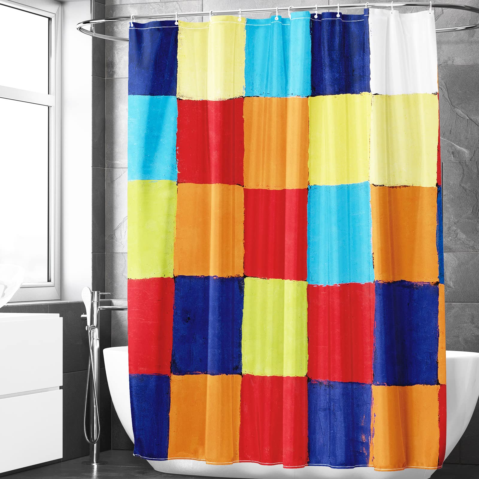 Berkin Arts Bathroom Shower Curtain Set 70x70 Inch Waterproof Polyester with Hooks Pop Art Vibrant Expressive Colours Vivid Colors (Color Chart by Paul Klee)