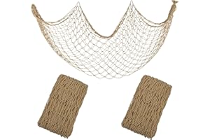 Decorative Fishing Net 5x10 ft,YuanDe 2 Pack Large Caramel Picture Fish Net, Wall Photo Hanging Fishnet for Nautical Mermaid Pirate Ocean Themed Hawaii Beach Under The Sea Party Decorations