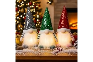 KAHF 3PCS Christmas Gnomes Decorations and Christmas Decorations Indoor Lighted - 12" Handmade Swedish Santa Gnomes Plush Cute Christmas Decor Elf Gift Xmas Table