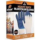 Xpose Safety Red & Blue Palm Work Gloves – Latex-Coated Knit Grip Safety Gloves for Construction, Electricians, & General Use