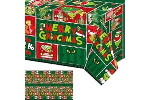 Duffbbg 3 Pieces Christmas Tablecloth, Merry Christmas Table Clothes, Winter Holiday Xmas Plastic Tablecloth 108 * 54 Inches