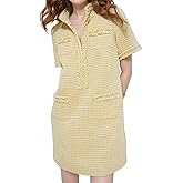 PEHMEA Womens Tweed Dress 2026 Short Sleeve Shift Mini Elegant Formal Work Cocktail Party Dresses