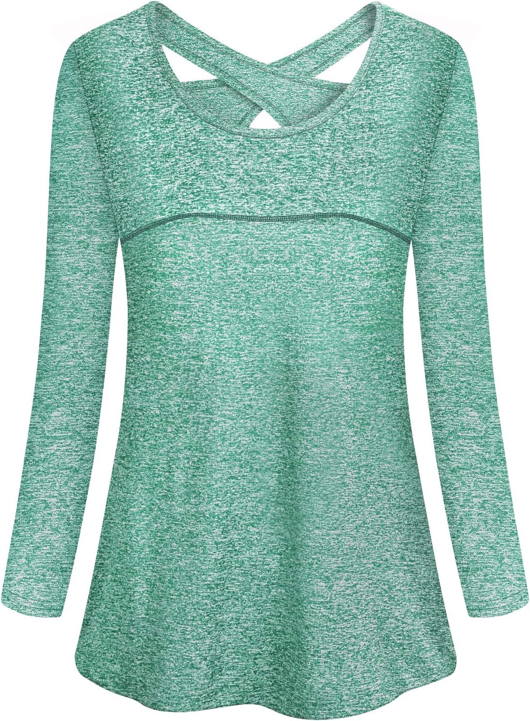 Cucuchy Womens Yoga Tops Casual Flowy Long Sleeve Criss Cross Back Workout Shirts