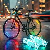 HANZE LED Bike Wheel Lights Reflectors, 9-Color 21 Lighting Modes | Rechargeable Bicycle Spoke Tire Lights,Motion Sensor Auto On/Off, Waterproof Night Riding Safety Accessories for Kids Adults