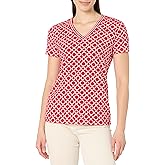 Nautica Womens Circle Link V-Neck Short Sleeve T-Shirt