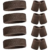 Civaner 12 Pcs 80s 90s Sweatbands Neon Sports Headbands Wristband Set for Men Women Party Cotton Headbands Terry Cloth Athletic Sweat Bands for Tennis Football Gym Outdoor Accessories