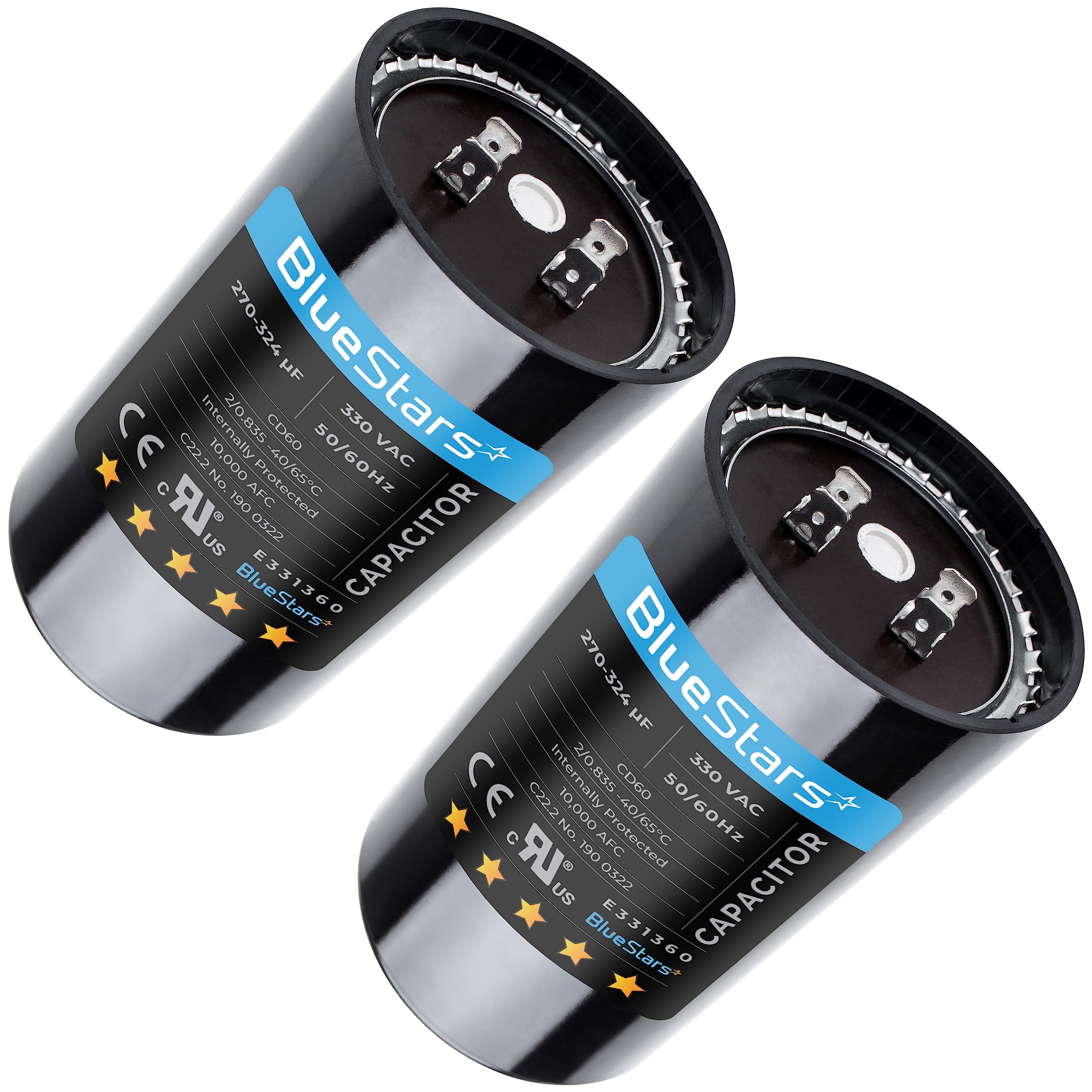 Photo 1 of [2025 Upgraded] BlueStars 270-324 uF MFD 330 VAC Round Start Capacitor 50/60 Hz AC Electric - Lot -1 Replacement Part - Fit Air Conditioner or Heat Pump Condenser - Lifetime Up to 30.000 Hours