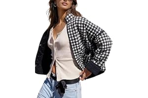 Aimiray Women's Cropped Floral Puffer Jacket Cardigan Printed Lightweight Open Front Padded Quilted Coats