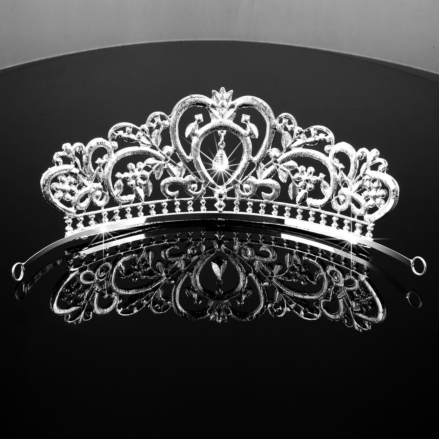 Abeillo Hochzeit Braut Kronen-Stirnband Tiara Charming Strass Kopfstück Silber (Diadem 3)