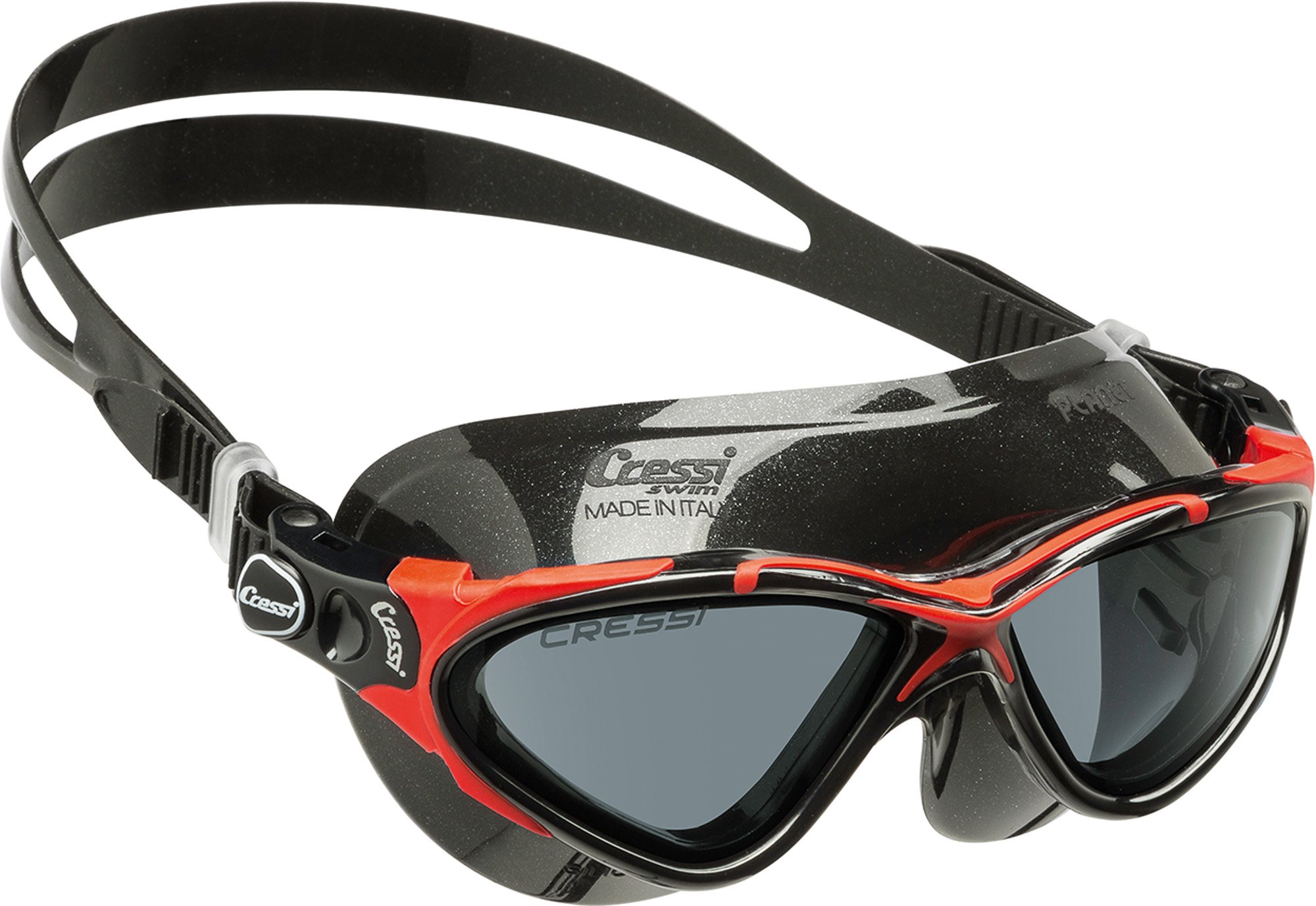 Cressi Planet Goggles Black/Frame Red Smoked Lens - Premium Anti Fog Adult Swim Goggles Mask 100% Anti UV Black/Frame Red Smoked Lens, One Size — image 1