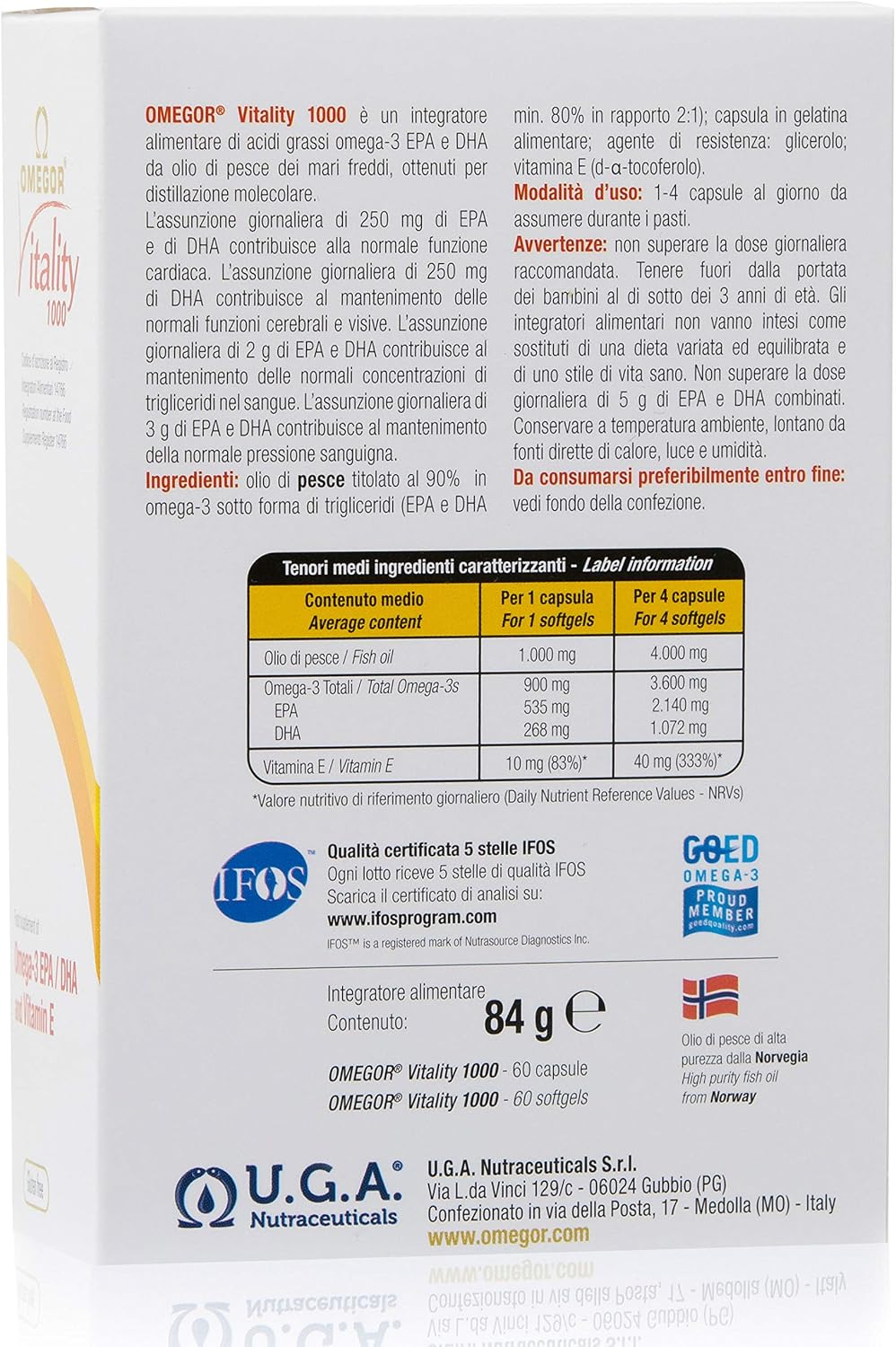 Omega 3 1000mg OMEGOR Vitality, Fish Oil with 800mg EPA and DHA per Capsule, Omega3 IFOS Certified Supplement - Image 4