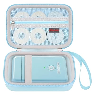 Elonbo Carrying Case for ORGBRO X1 Label Maker Machine, Portable Bluetooth Label Printer Storage Holder, Wireless Built-in Cutter Small Label Makers Handheld Sticker Maker Travel Bag, Blue