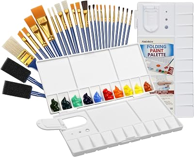 Halobios 25-Well Folding Palette with 25 Brushes Set