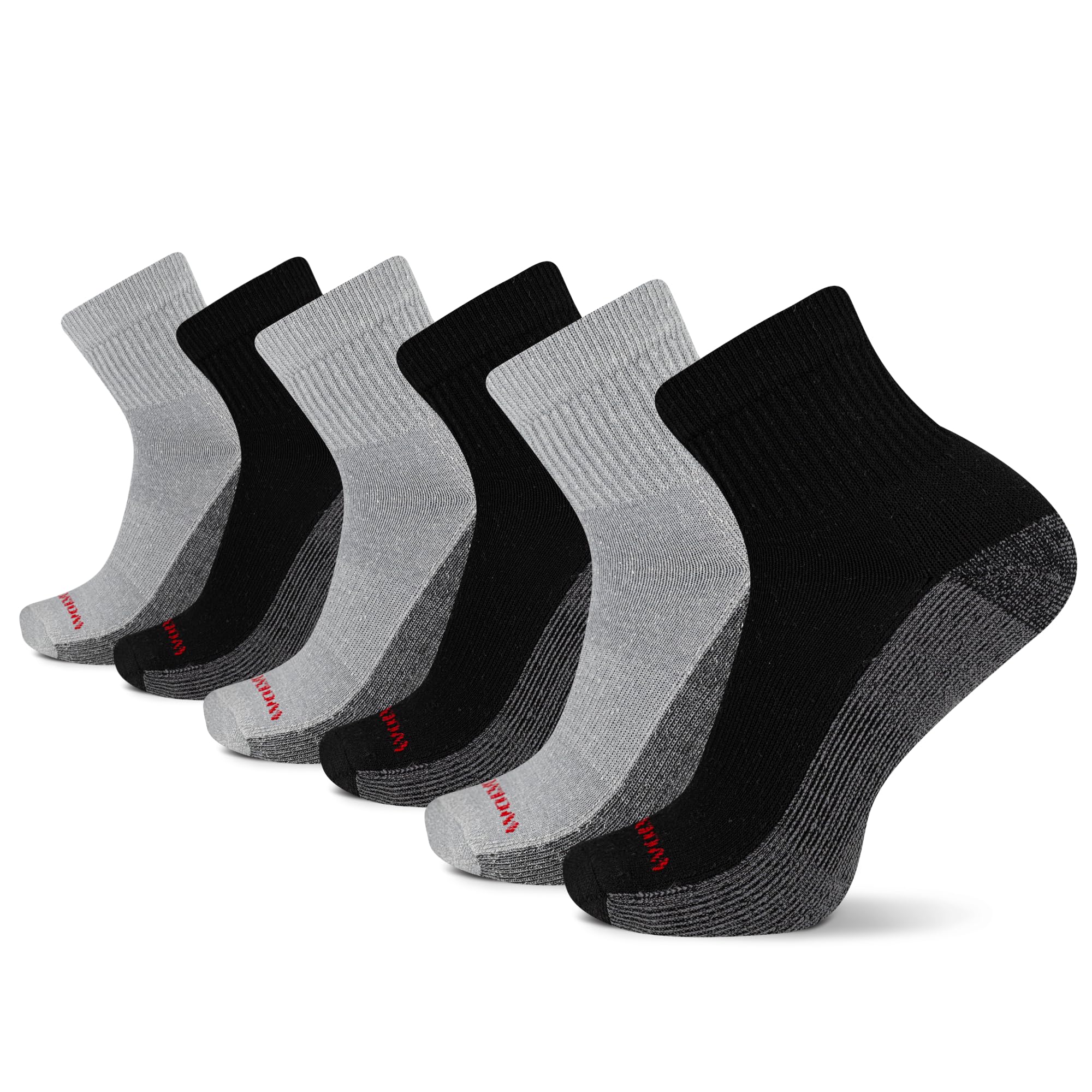 Photo 1 of Wolverine Men's Cotton Comfort Quarter 6 Pair Pack, Black Gray, Men's Shoe Size 7-12