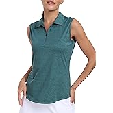 MoFiz Women's Sleeveless Golf Polo Shirts 1/4 Zip Floral Tennis Workout Golf Tank Top