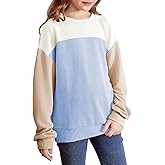 blibean Tween Girls Fall Long Sleeve Shirt Kid Color Block Tops Size 6-15 Years