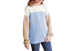 blibean Tween Girls Fall Long Sleeve Shirt Kid Color Block Tops Size 6-15 Years
