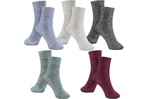 besky 5 Pairs Winter Wool Socks Women, Knit Thick Wool Soft Warm and Breathable Cozy Socks for Womens