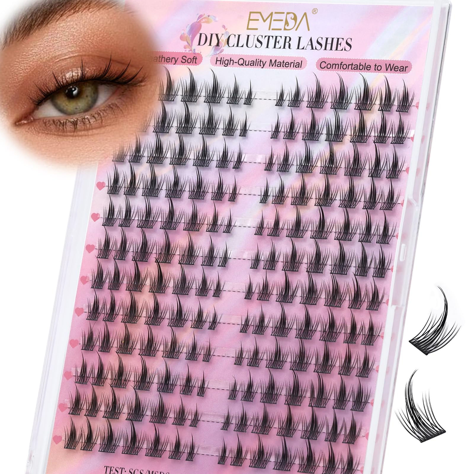 EMEDA Manga Lash Clusters, Individual Lashes Wispy & Natural Cluster Lashes, 144 Clusters Eyelash Extensions, C Curl Anime Eyelash Clusters, Soft Thin Band False Eyelashes 10mm - 13mm Mix (Moonlight) — image 1
