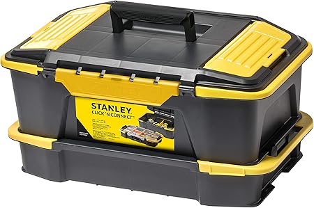 Stanley Stst1 71962 Kit Boite A Outils Avec Organiseur Empilable Avec Attaches Laterales Systeme Click