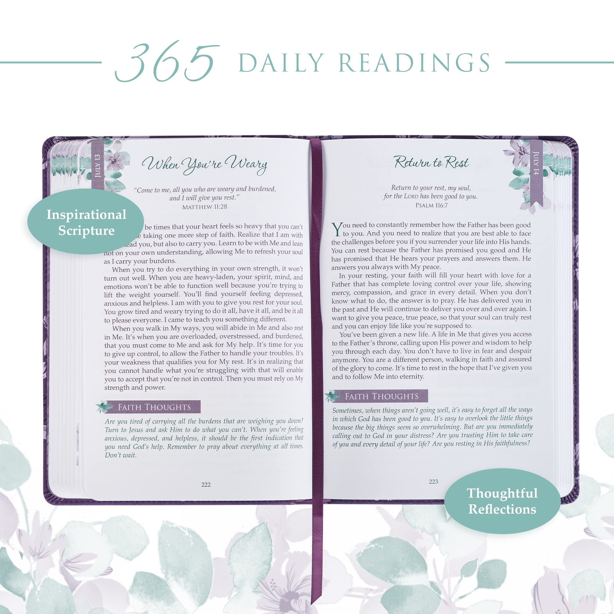 A Journey with Jesus 365 Devotions for Women, Purple Floral Faux Leather Flexcover