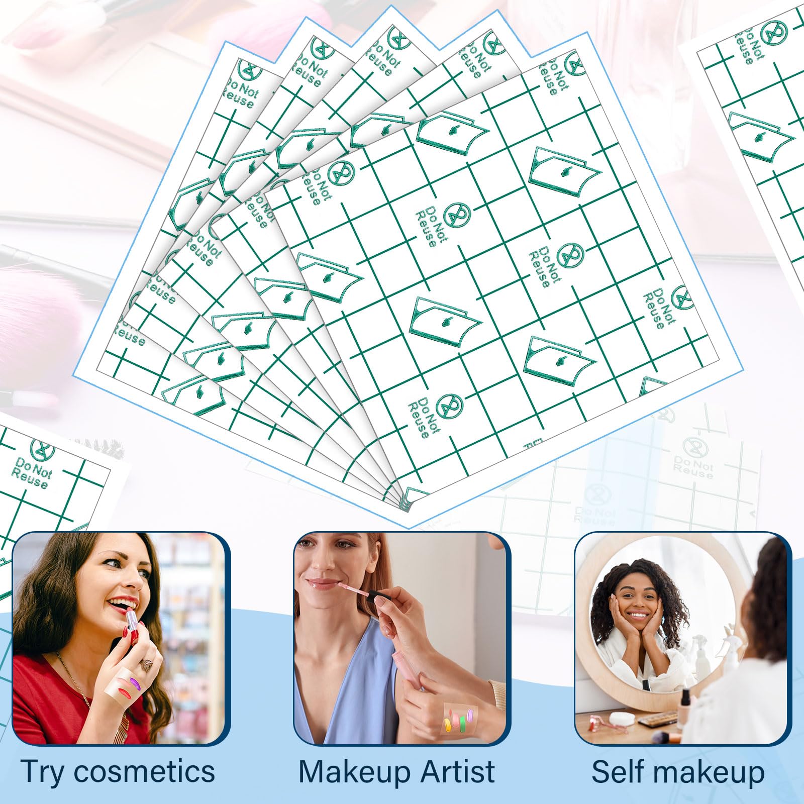 200 Pieces Makeup Hand Palette Single Use Waterproof Makeup Mixing Palette Disposable Foundation Mixing Tray Adhesive Artist Cosmetic Tape for Women(2.36 x 2.36 Inch)