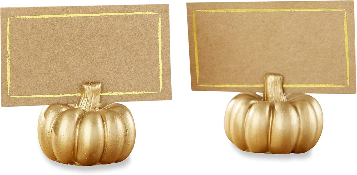 Kate Aspen Pumpkin Place Card Holder, Set of 6, Gold: Kitchen & Dining